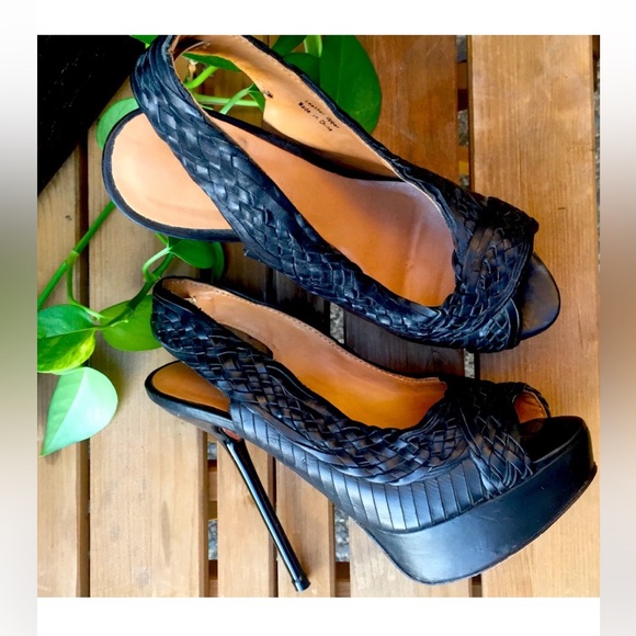 L.a.m.b. Lamb Gwen stefani Keaton braided leather platform sling back stiletto - Picture 1 of 16
